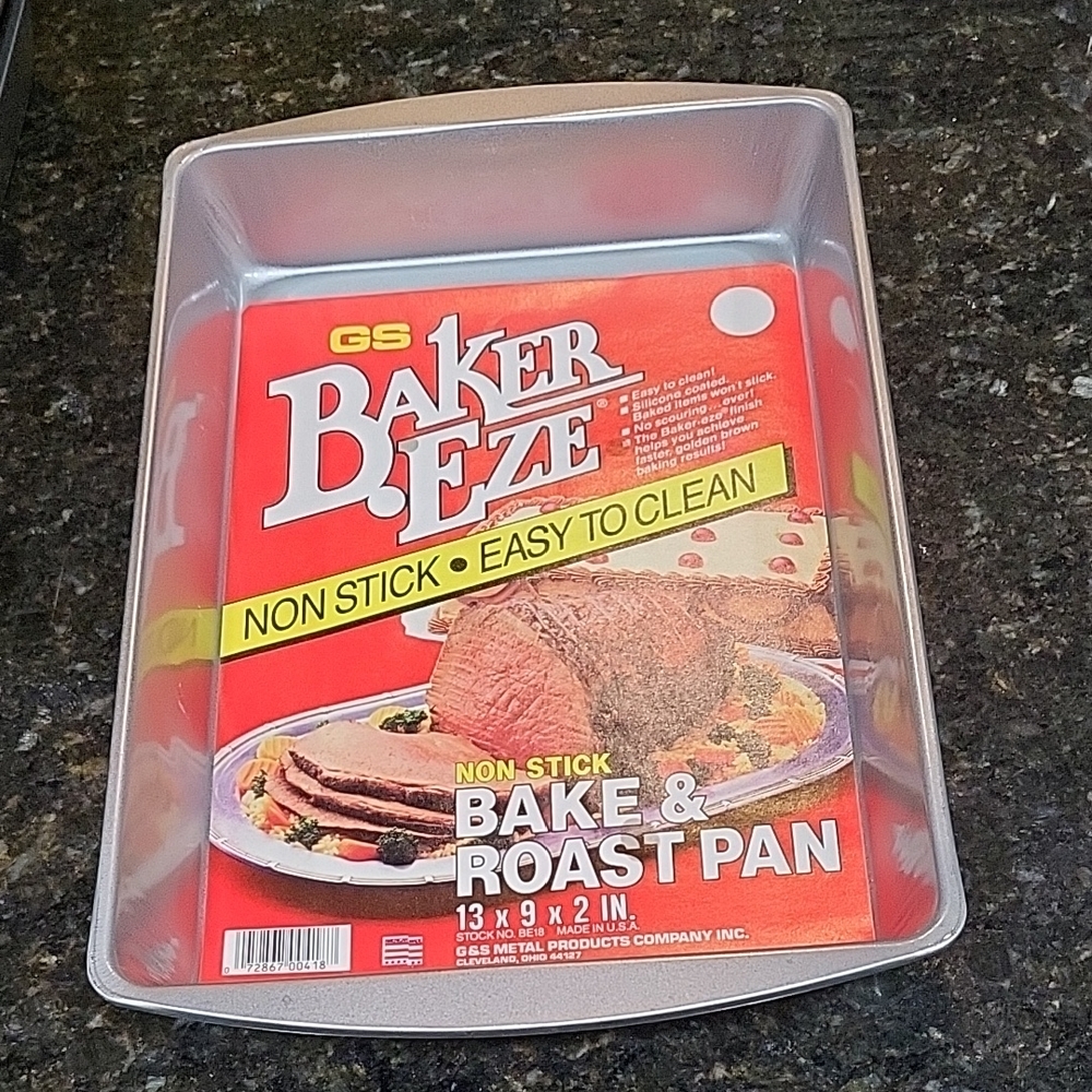 NWT Baker Eze Bake Roast Pan GS Metal Products Non-Stick Bake Roast Pan Silver